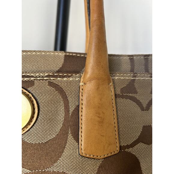 Y2K COACH Medium Madeline Satchel 12463 Shoulder Handbag Shoulder Brown Monogram - Picture 9 of 16